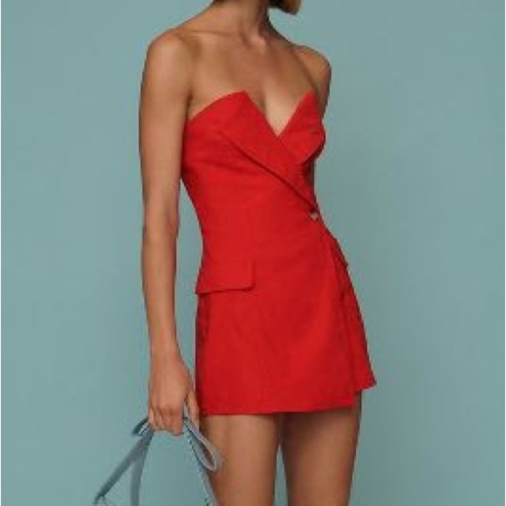 NWT! MAEVE STRAPLESS LINEN BLAZER ROMPER
